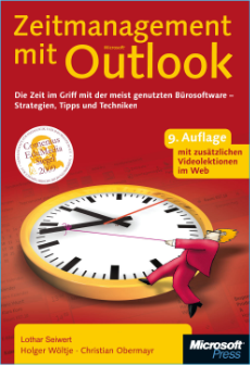 Ein Cover eines Buchs zum Thema Zeitmanagement mit Tipps zur Verwendung von Microsoft Office Outlook.