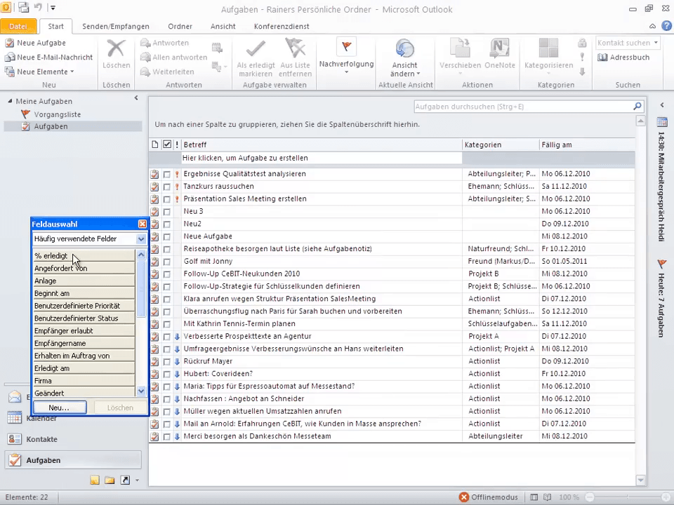 Verwenden der Feldauswahl zum Hinzufügen von Feldern